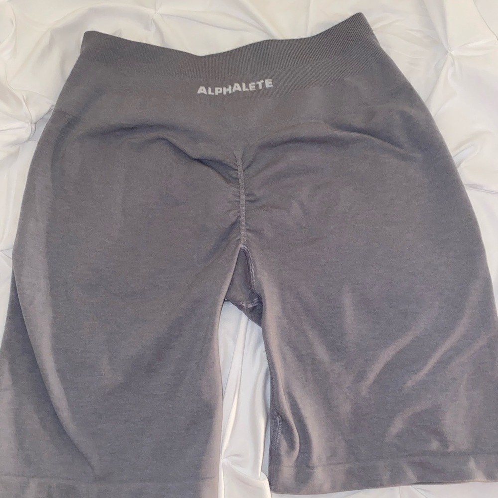 Gray Alphalete biker shorts